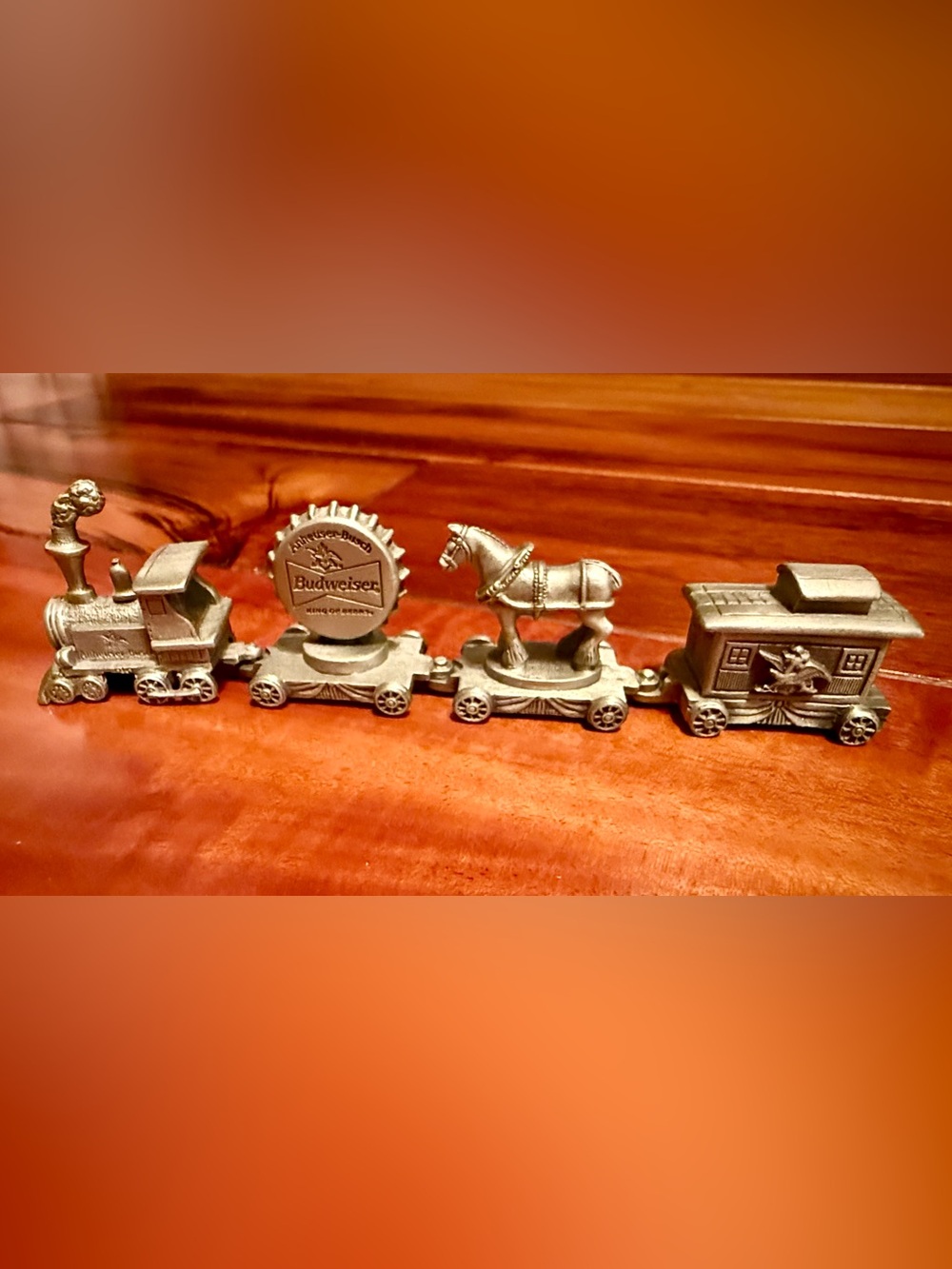 Vintage 1999 Fort Pewter Budweiser Anheuser Busch Miniature 4 Piece Train Set